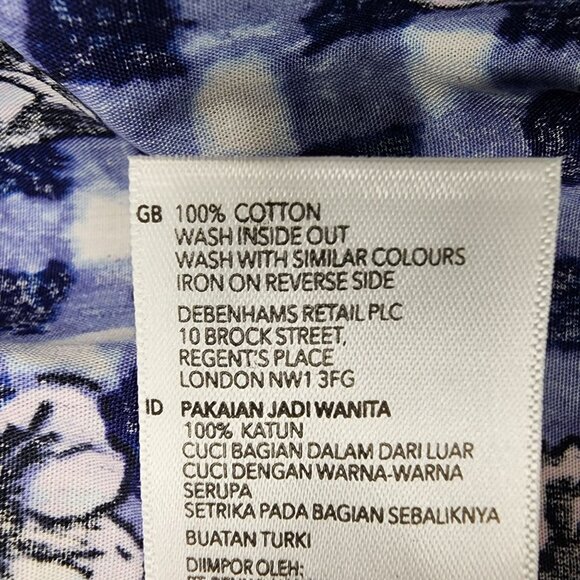 H! by Henry Holland Women's 16 Navy Blue Floral Gingham Print Smock Dress - Picture 4 of 8